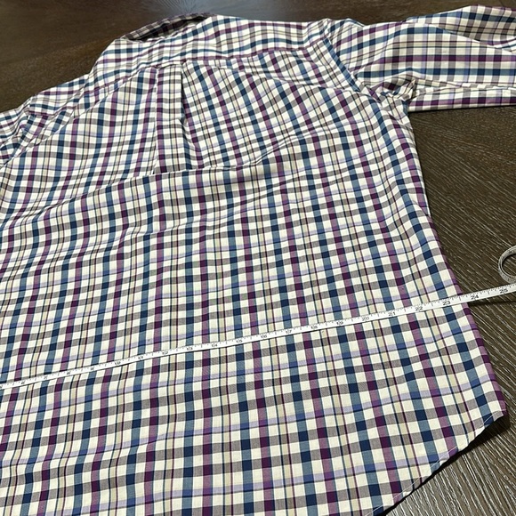 Nautica Men's Wrinkle-Resistant Blue, White, Purple Plaid Button Down‎ Shirt - Picture 10 of 16